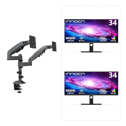 Image of INNOCN Dual Monitors with Arm - 2 x 34 3440 x 1440P 180Hz WQHD IPS Monitors + 1 x Dual Monitor Arm