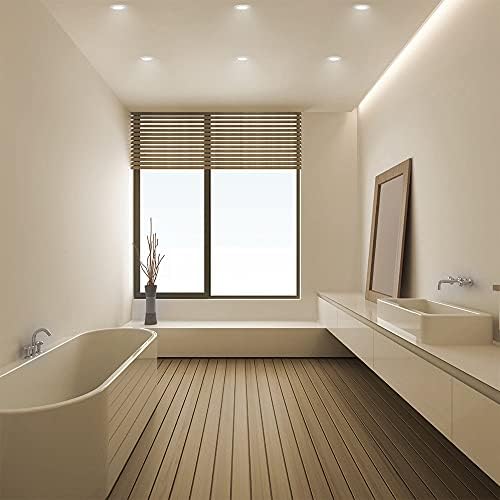 8W LED Small Recessed Downlights Recessed Ceiling Lights Warm Cool White Lighting Selectable Before Installation Cut Φ75-90MM IP44 Dampproof for Kitchen Bathroom Not Dimmable 3 Pack by ENUOTEK