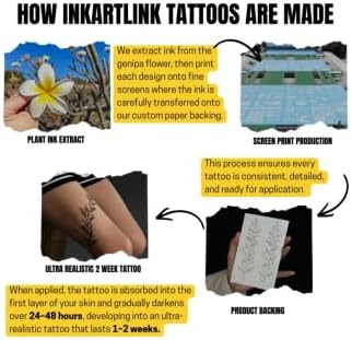 INKARTLINK Semi Permanent Tattoos, 2 Sheets Tiger Rose Clock, 7-14 Days - 5