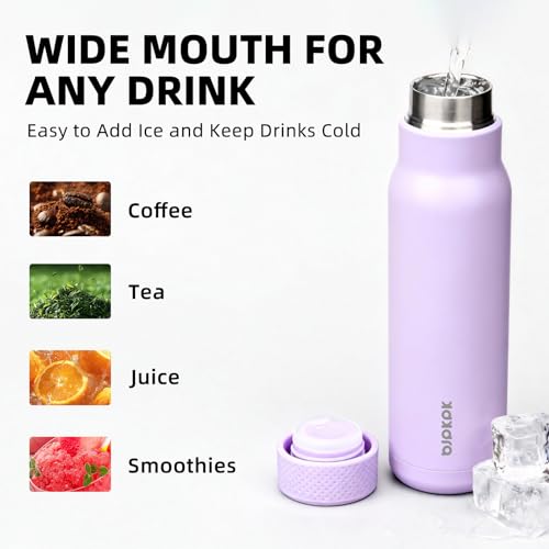 Image of BJPKPK Stainless Steel Water Bottle,21oz insulated Reusable Bottle,Leakproof Metal Thermal Flask Double Wall,Keep Drinks Cold and Hot,Lavender