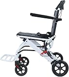 Fauteuil roulant, pliable, léger, pour adultes et personnes âgées, fauteuil roulant de voyage, portable, avec frein de stationnement et sac de voyage, cadre en aluminium, capacité de 130 kg, style E