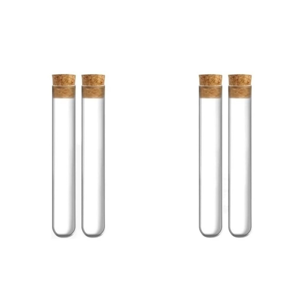 Tubos de almacenamiento de muestras 100 tubos de ensayo plástico con tapón corcho transparente, 16 x mm, cristalería laboratorio for experimentos, great for exhibiciones