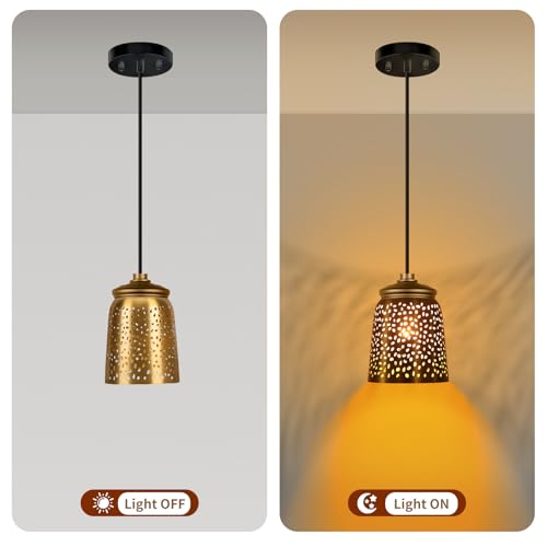 Image of Ceiling Fan Light Covers Replacements with 1.6 inch Fitter, ALUCSET 5.6 inch Height and 5 inchDiameter, Metal Bell Shaped Light Fixture Cover Fits Pendant Light Chandeliers Wall Sconces,Yellow Brass&Gold