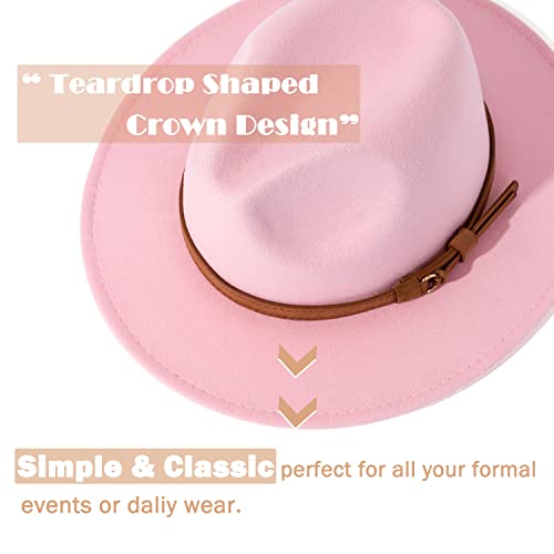 Image of Lisianthus Men & Women Vintage Wide Brim Fedora Hat | Classic Belt Buckle Decor, Adjustable Drawstring, Inner Breathable Sweatband, Timeless Style, Ideal for Travel & Daily