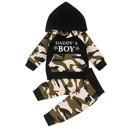 Toddler Baby Boy Clothes Daddys Boy Long Sleeve Outfit Hoodie Sweatshirts Sweatsuit Pants Fall Winter Clothes Set (A-boy Army Green, 2-3 Years)