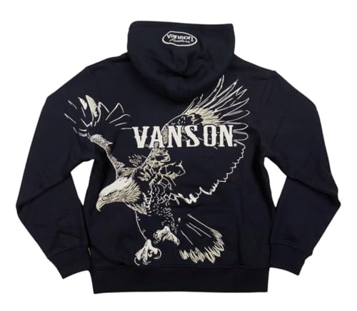 [バンソン] アメリカンイーグル刺繍 ジップパーカー NVSZ-2513 XL BLACK(ブラック)のサムネイル