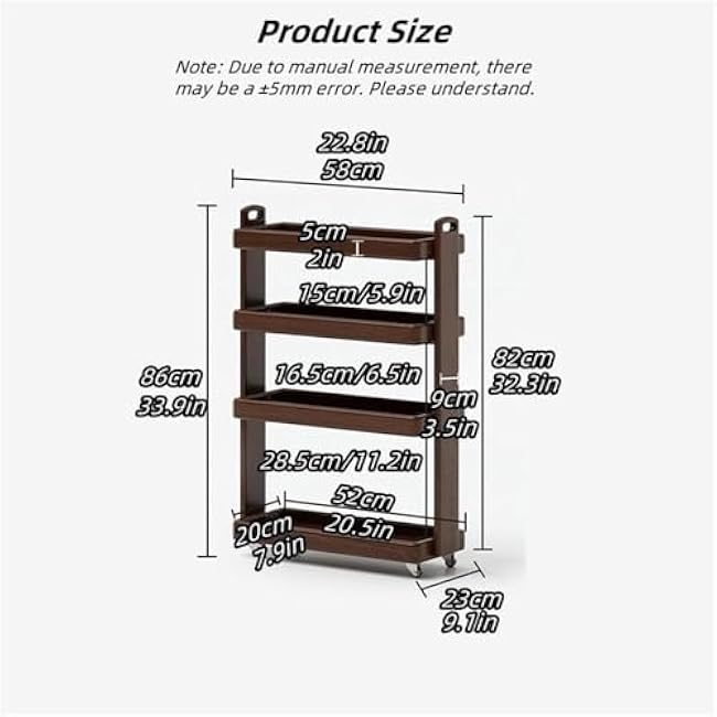 Ultra-Thin 4-Tier Utility Cart - Versatile Mobile Storage Rack for Kitchen, Dining Room & Living Room - Stylish Black Shelving Unit for Home Organization & Space Saving-xY9ezwk7