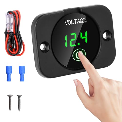 LED Digitales Batteriewächter Voltmeter DC 12V 24V Anzeige Spannungsmessgerät mit Touch Switch Display Voltmeter Wasserdichtes Voltmeter Panel für Automobile,Boote,Marine,Motorräder,Rasenmäher(Grün)