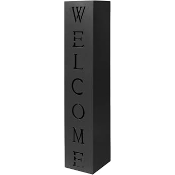 Wiltec Decorative column welcome plant column in black garden decoration made of steel plant stand with welcome greeting torch column for house entrance and front garden