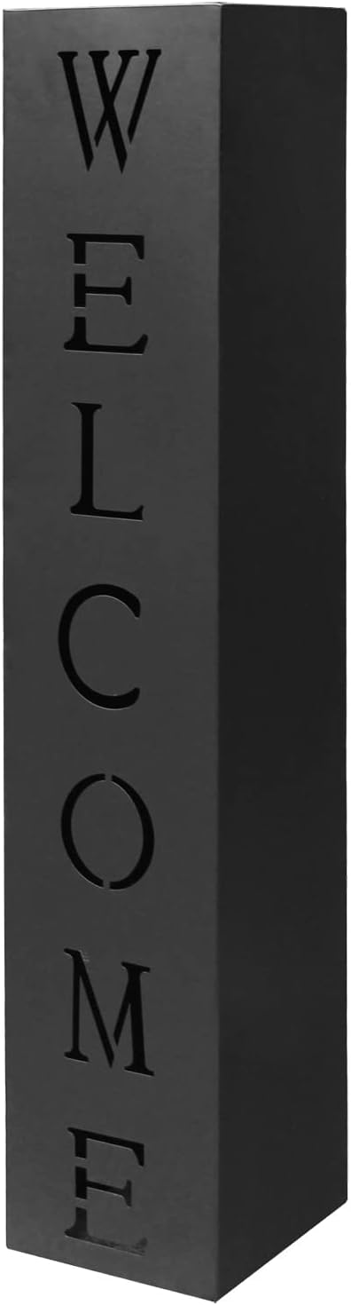 Wiltec Dekosäule Pflanzsäule in Schwarz, Gartendeko aus Stahl