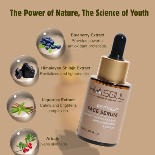 Image of Revitalise Serum for Men - De-Tan, Brightening & Anti-Fatigue Formula with Shilajit & Niacinamide - Face Serum for Dark Spots, Firming & Daily Skin Recovery