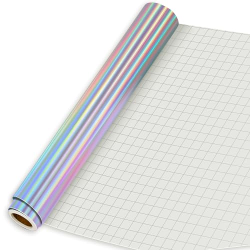 Image of IModeur Holographic Permanent Vinyl - 12 inch x 8 FT Permanent Adhesive Vinyl Roll for Cup Deco, Party Decoration, Sticker.