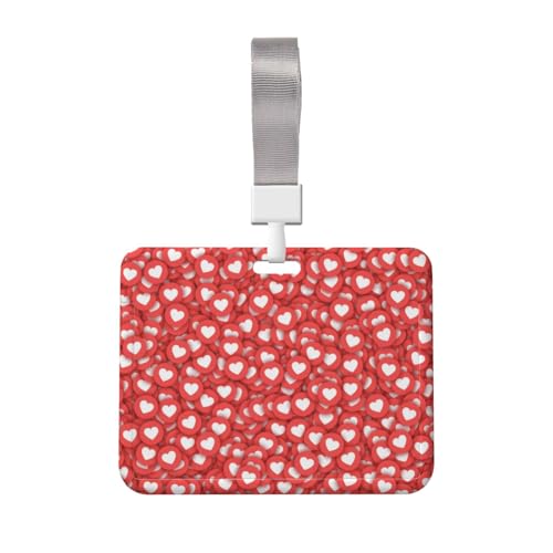 名札ケース ハート柄 心柄 赤 IDカードホルダー IDカードケース 吊り下げ名札 ネームホルダー パスケース 名刺ホルダー バッジホルダー 定期入れ 名刺入れ 社員証ケース 学生証 旅行用品 スキミング防止 男女兼用 贈り物