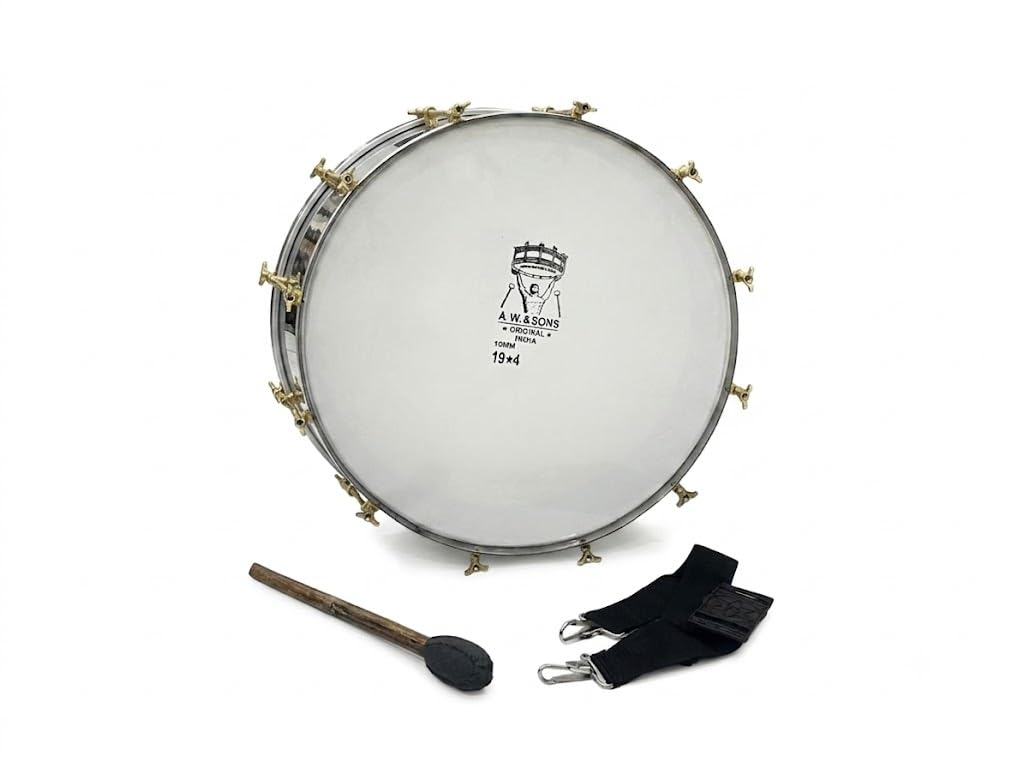 Heavy Fitting ARMY MODULE P.T DRUM (19.4'' STEEL) THAP DHOL SCHOOL PARED-picture-17