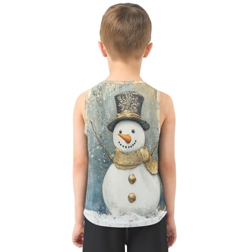 Boys Tank Top Shirts Vintage Winter Snowman Sleeveless T-Shirts Crew Neck for Kids Clothing Children3