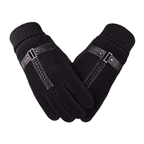 Guantes de cuero de piel de cerdo para hombre elegantes guantes de invierno negros