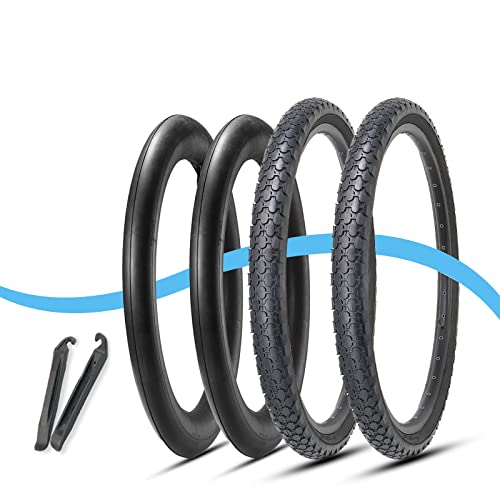 Mohegia Beach Cruiser Bike Tires Replacement Kit With 2 Pack 26 X 2.125 Inch Folding Bicycle Tires,Tubes And Tire Levers/Black #TOP5