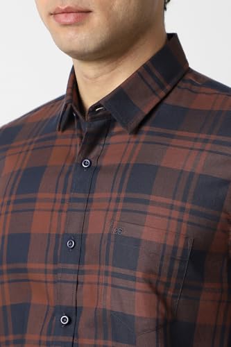Image of Peter England Men's Checkered Cotton Shirt | Smart Casual | Full Sleeves
