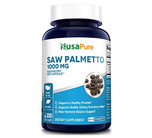 Saw Palmetto Extract 1000mg per Caps Vegetarian 200 Capsules (Non-GMO & Gluten Free)