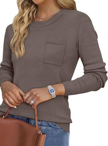 OFEEFAN Sweaters for Women Knitted Ribbed Casual Long Sleeve Crew Neck Pullover Basic Fall Fashion Outfits Tops 20253