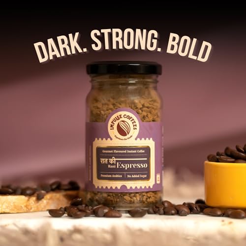 Image of Impulse Coffees Raat Ki Rani Espresso Instant Coffee Powder | Dark Roasted Arabica with Toasty Earthy Notes & Luxurious Dark Strong Aroma | Bold Espresso Brew for Cafe-Style Coffee at Home | 50 Gms