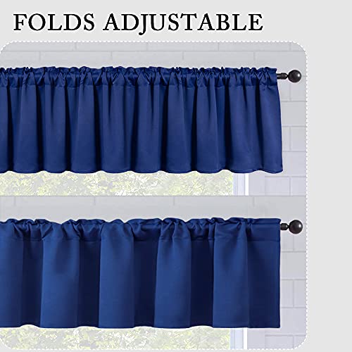 Miulee Blackout Valance Rod Pocket Thermal Insulated Window Treatment Tiers Solid Short Curtain For Small Window Bedroom 42 X 18 Inches 1 Panel Navy Blue #TOP6