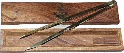 Linoows G3083 Marinezirkel Messing in Holzkiste
