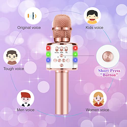 Anitiate Singing Karaoke Microphone For Kids Adults, Handheld Wireless Bluetooth Kids Microphone With Led Lights Portable Karaoke Mic Speaker Player Recorder Machine For Birthday Home Party #TOP3
