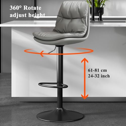 Tabourets de bar en cuir pivotants et réglables avec dossier