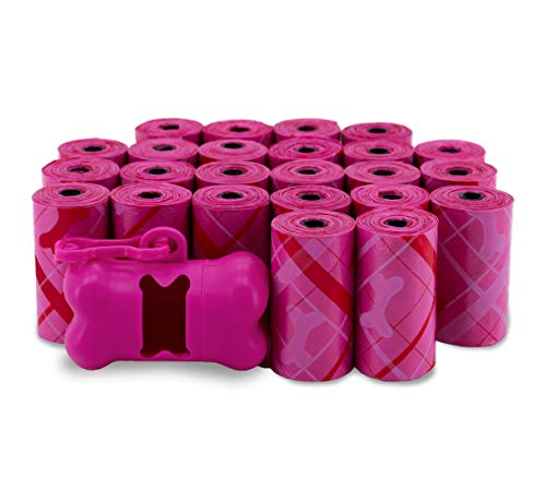 Image of Best Pet Supplies Dog Poop Bags for Waste Refuse Cleanup, Doggy Roll Replacements for Outdoor Puppy Walking and Travel, Leak Proof and Tear Resistant, Thick Plastic - Diamond Bone Pink, 360 Bags