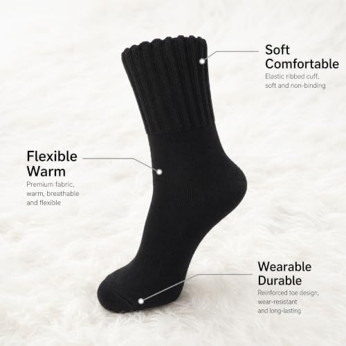 Image of Winter Women Socks 5 Pairs Vintage Wool Casual Thermal Crew Socks