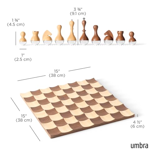 Juego de Ajedrez Wobble para 2 Jugadores, Edad Recomendada a Partir de 5 Años, Madera de Nogal miniatura 3