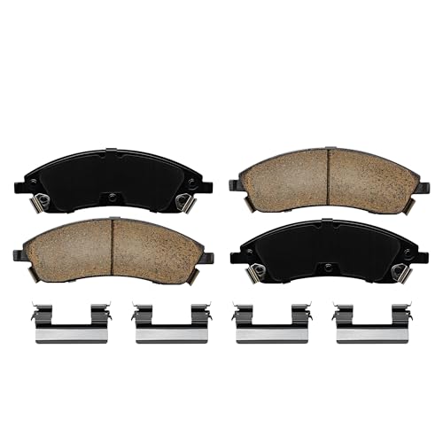 Image of Detroit Axle - Front Brake Pads for 2006-2007 Cadillac CTS 2005-2008 STS 2004-2009 SRX 2004-2005 Pontiac Bonneville, Ceramic Brake Pads with Hardware Replacement