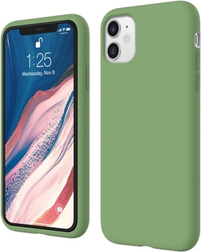 Image of Premium Liquid Silicone Case for iPhone 11 - Slim Full Body Protective Back Cover with Soft Microfiber Lining, Anti-Slip Grip Scratch Resistant Phone Case(Green)