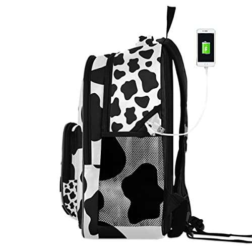 Orezi Fashion Backpack For Women Girl,Black And White Cow Print Schoolbag Backpack Bookbags Travel Bag Casual Daypack Rucksack For Student Teenagers Kid's #TOP1