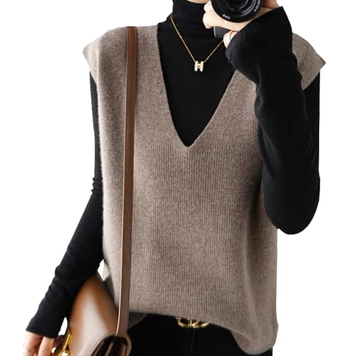 Opiniones y reviews de Prendas de punto para Mujer disponible en línea para comprar. 35 LVWVEUIZ Chaleco de suéter de Cachemira de Punto para Mujer, Chaleco básico Ligero sin Mangas, Camisetas Cortas, otoño e Invierno (L,Camel)