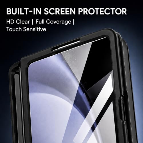 Image of TechTrendz PC Ultra Slim Premium Case for Samsung Galaxy Z Fold 7 Case with Built in Screen Protector with Compact S Pen Holder & Storage Slot,Protective Phone Case for Z Fold 7 Back Cover-Black