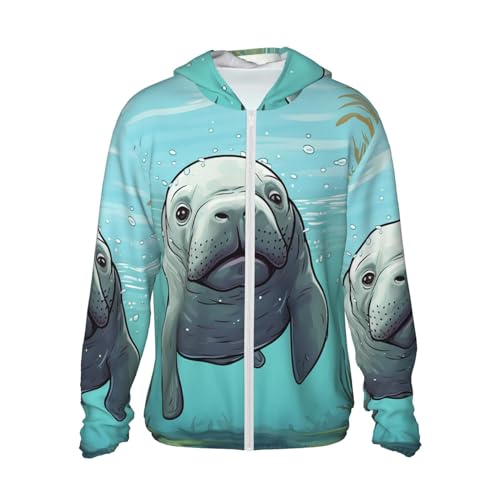 UPF 50+ Crazy Save Manatee Sun Protection Hoodie Full Zip Long Sleeve Lightweight Hoodie Jacket Rash Guard Shirts