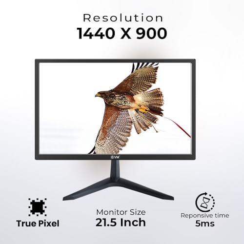 Image of EVM 21.5 Inch (54.61 Cm) Grand Series LED Monitor | HD+ 1440x900* | HDMI & VGA Ports | 5ms Response Time | Slim Design & Wall Mountable | Black | 1 Year Warranty (EVM-220-Grand-LED)