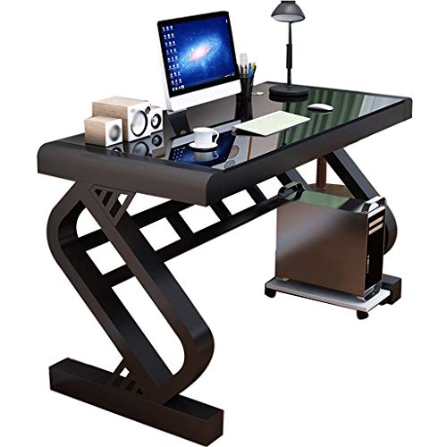 YHRJ Table Bureau Table Bureau Verre,Bureau D'ordinateur Simple À La Maison, Bureau d'angle Moderne, Bureau D'étude des Étudiants, Dessus De Table en Verre Trempé, Installation Facile