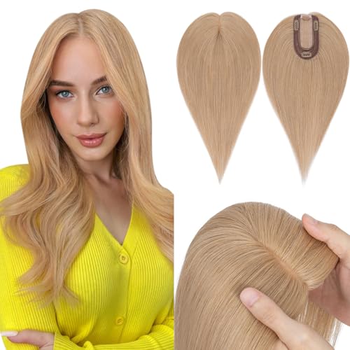 Hairro Human Hair Toppers for Women 14 Inch Medium Blonde
