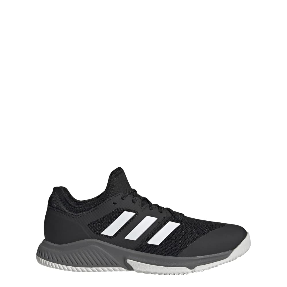adidas Men's Court Team Bounce Volleyball Shoe, Black/White/Grey, 11.5