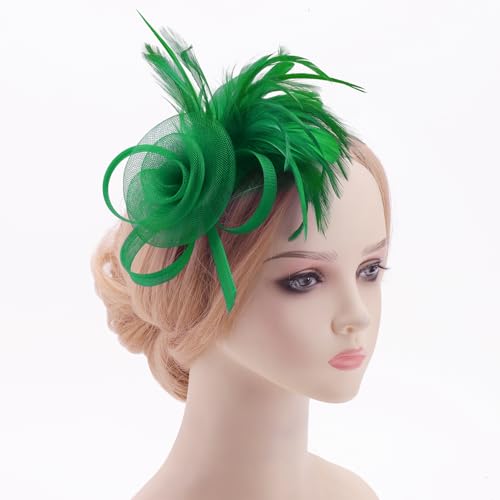 Image of DRESHOW Fascinators Hats for Women Tea Party Fascinator Hats Vintage 50s Headwear Cocktail Wedding Church Derby Hat