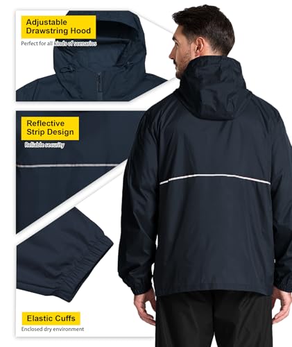 ZITY Men's Waterproof Jacket Outdoor Windbreaker Rain Jackets Lightweight Packable Rain Coat Fast Dry Raincoat for Hiking Cycling - Image 6