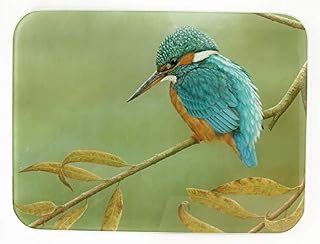 Kingfisher, Premium Chopping Board Worktop Saver Glass with Kingfisher Garden Bird by British Wildlife Artist Robert E Fuller Kitchen Gift 40x30 cm Glass Kitchenware, Home.