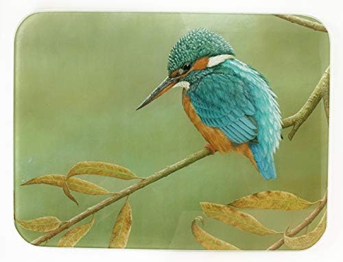 Kingfisher, Premium Chopping Board Worktop Saver Glass with Kingfisher Garden Bird by British Wildlife Artist Robert E Fuller Kitchen Gift 40x30 cm Glass Kitchenware, Home.