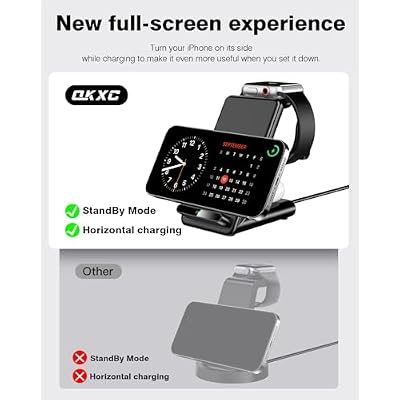 Wireless Charging Station,3 in 1 Charging Stand Made for Apple Watch Ultra 11 10 9 8 7 6 SE 5 4 3,Fast Wireless Charger Made for iPhone 17/Air/16/15/14/13/12,for AirPods Pro(with Adapter) (Black)