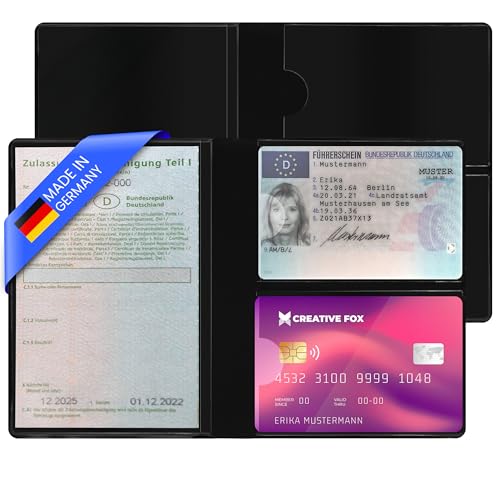 2er Set Fahrzeugschein Hülle für KFZ Schein mit praktischen 2 Fächern aus PVC | robuste Fahrzeugschein Mappe, praktische Zulassungsschein Hülle mit Platz für den Führerschein | Made in Germany