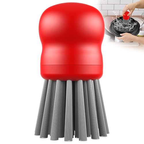 Image of Mini Dish Brush for Cleaning Chicken Shredder, Palm Brush Dish Scrubber with Ergonomic Grip, Kitchen Brush for Washing Dishes, Pans, Pots, Sink (1, Red)