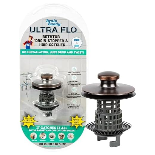 Drain Buddy Ultra Flo No Installation Clog Preventing 2 in 1 Tub Drain Stopper and Hair Catcher for 1 3/8" to 1.5" Bathroom Tubs and Utility Sinks (Oil Rubbed Bronze) Shark Tank Strainer Snare
